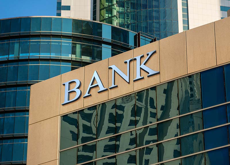 Exterior of a large bank headquarters