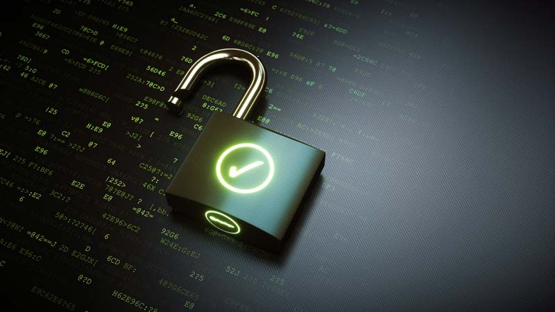 A single glowing padlock