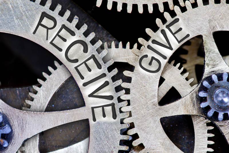 Gears that say Give & Receive
